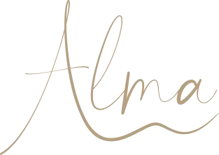 Logotipo del proyecto Alma creado por Guendalina Guzzo con una caligrafía elegante - Identidad visual de Alma Design Care